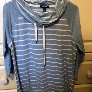 Chaps blue and white pullover